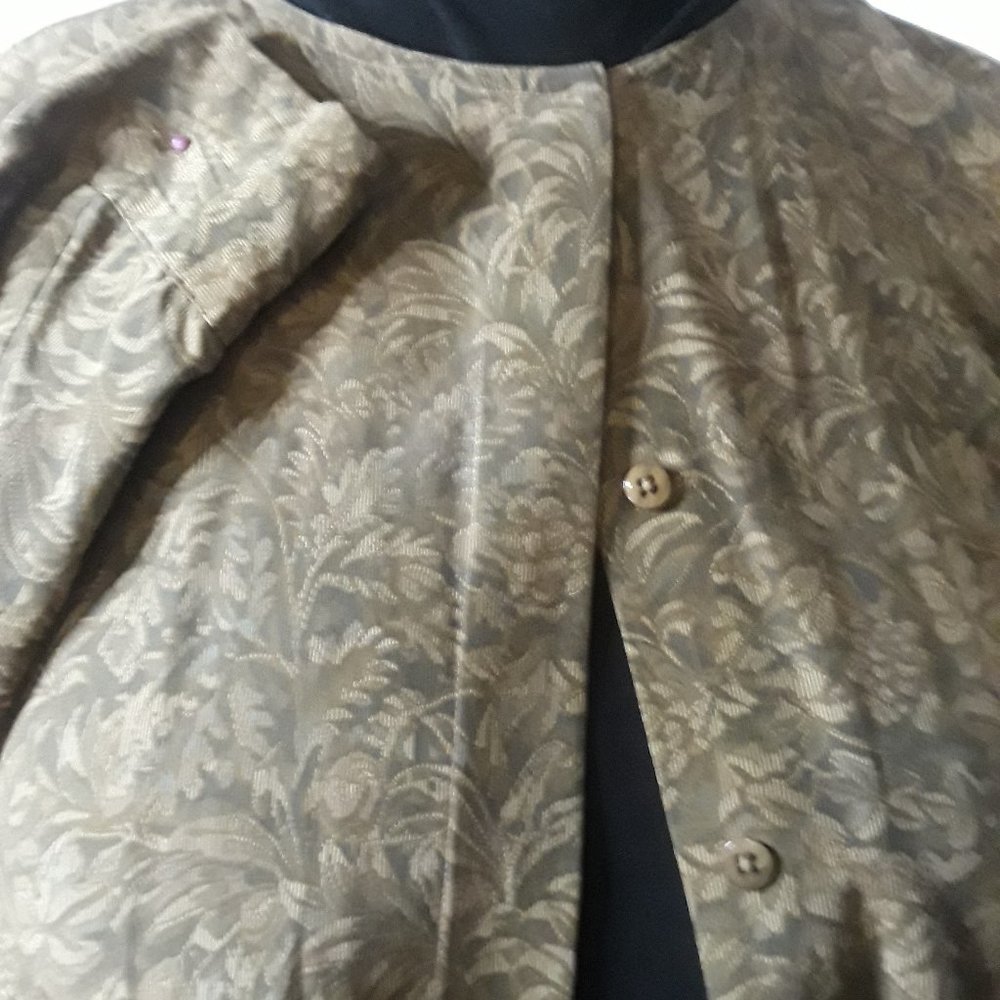 Vintage Linda Allard/Ellen Tracy 100% Silk Olive Leaves Pattern Blouse Size 18